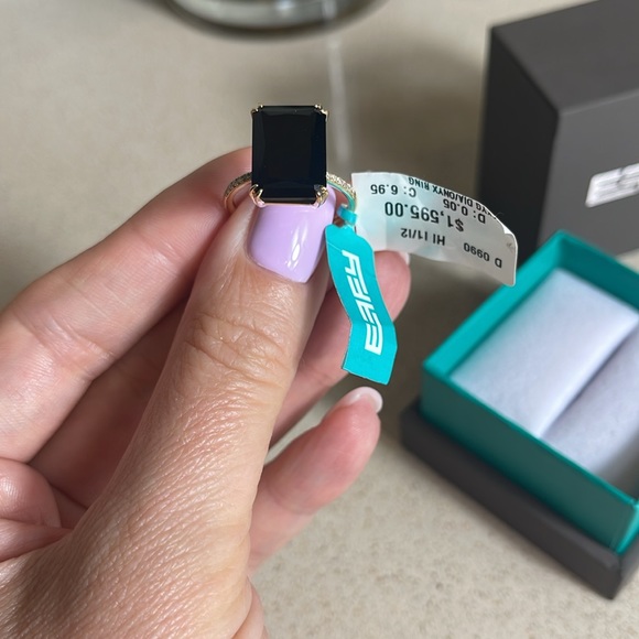 $1,595 New Authentic EFFY 14K Yellow Gold, Onyx & Diamond Ring size 7 - Picture 5 of 17